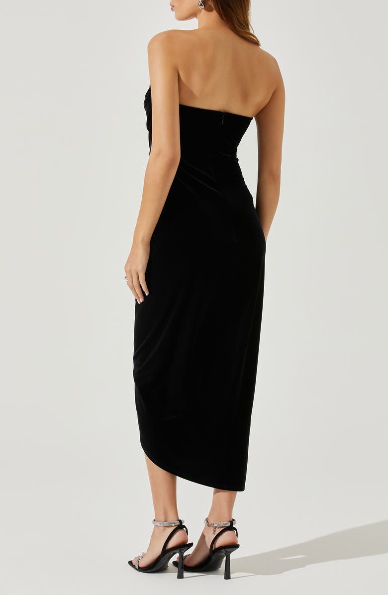 ASTR the Label Meghan Ruched Strapless Velvet Midi Dress, Alternate, color,