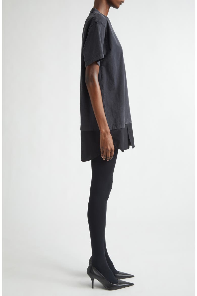 Hybrid Loop Sports Icon Logo Dry Jersey & Poplin T-Shirt Dress, Alternate, color, FADED WASHED BLACK