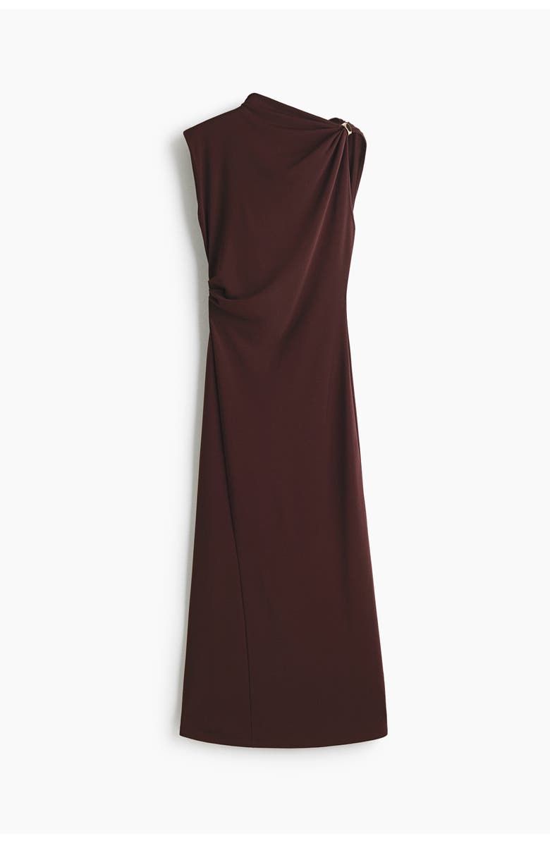 H&M Draped-detail Jersey Dress, Main, color, Dark Brown