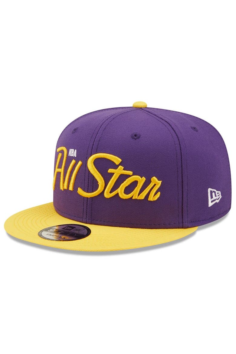 Men's New Era Purple Los Angeles Lakers 2022 NBA All-Star Game Script 9FIFTY Snapback Adjustable Hat, Main, color, Purple