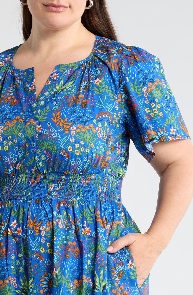 SUGARLIPS Ruy Floral Palmer Tiered Cotton Maxi Dress, Alternate, color, Blue