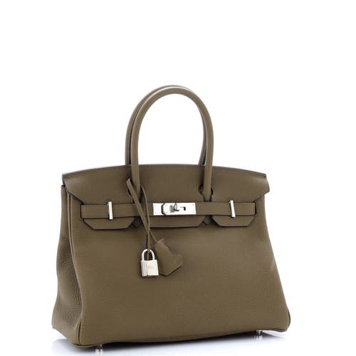 Pre-owned Hermes  Hermes Birkin Handbag Green Togo With Palladium Hardware 30 In Green