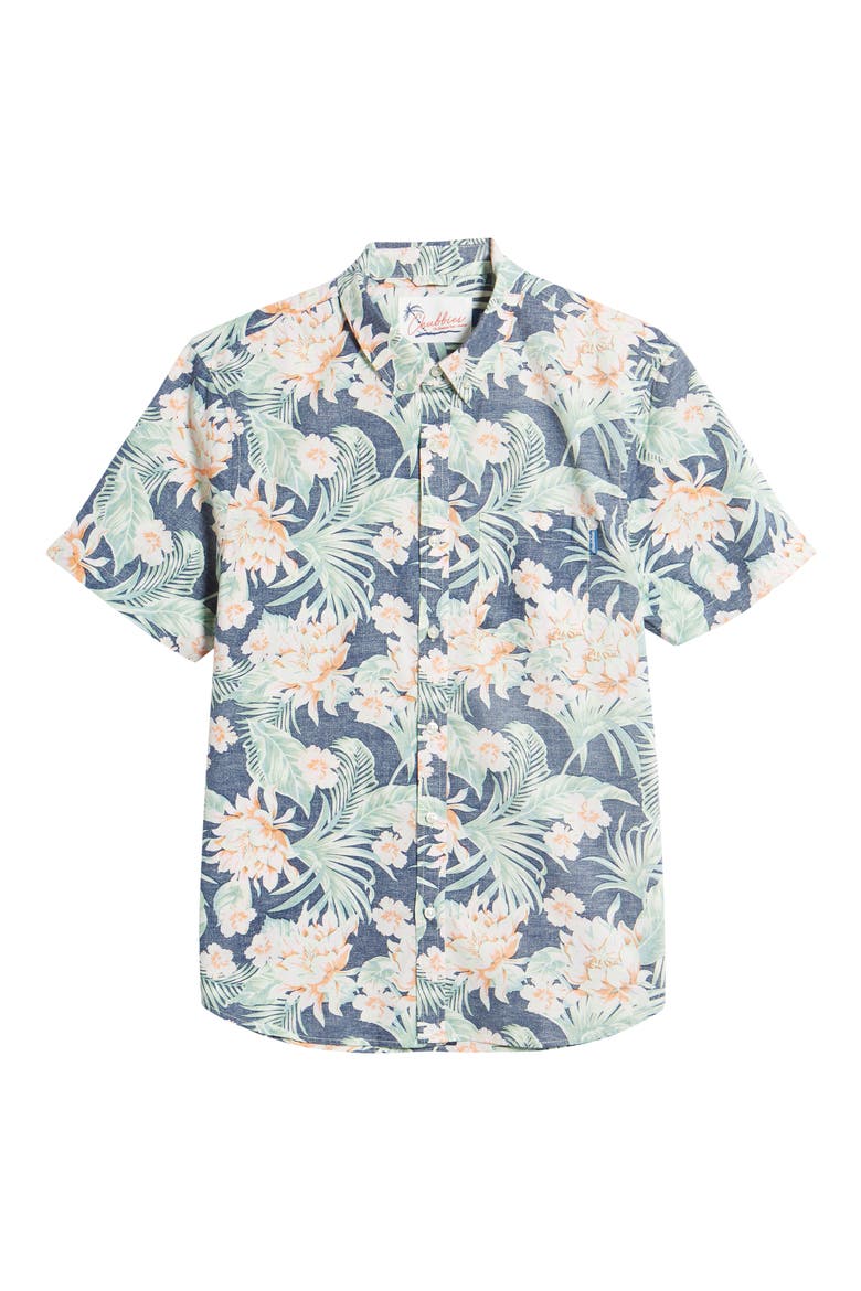 The Resort Wear Floral Short Sleeve Button-Down Shirt, Alternate, color, NAVY