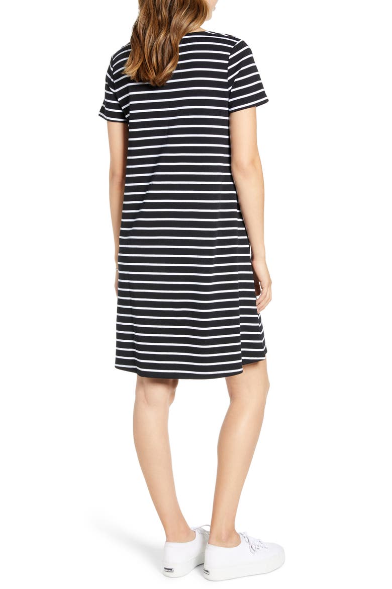T-Shirt Dress, Alternate, color, BLACK- WHITE STRIPE