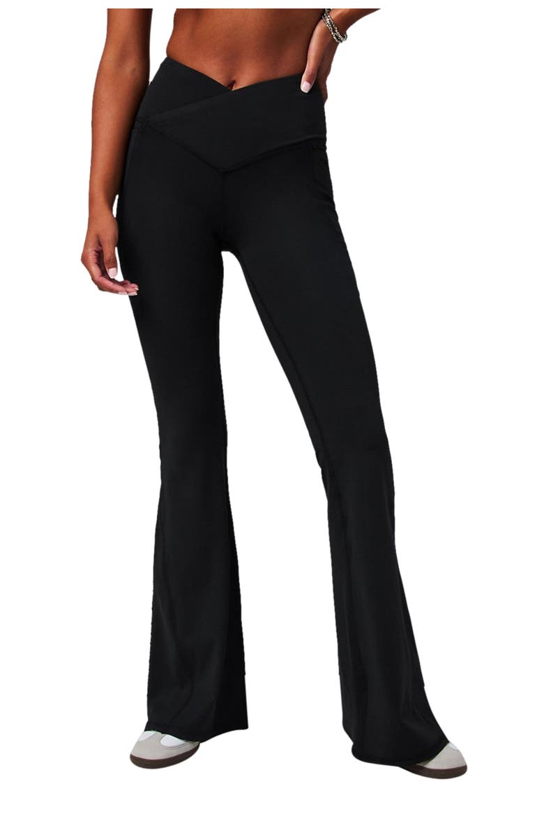 Women's Oasis PureLuxe High-Waisted Crossover Flare, Main, color, Black