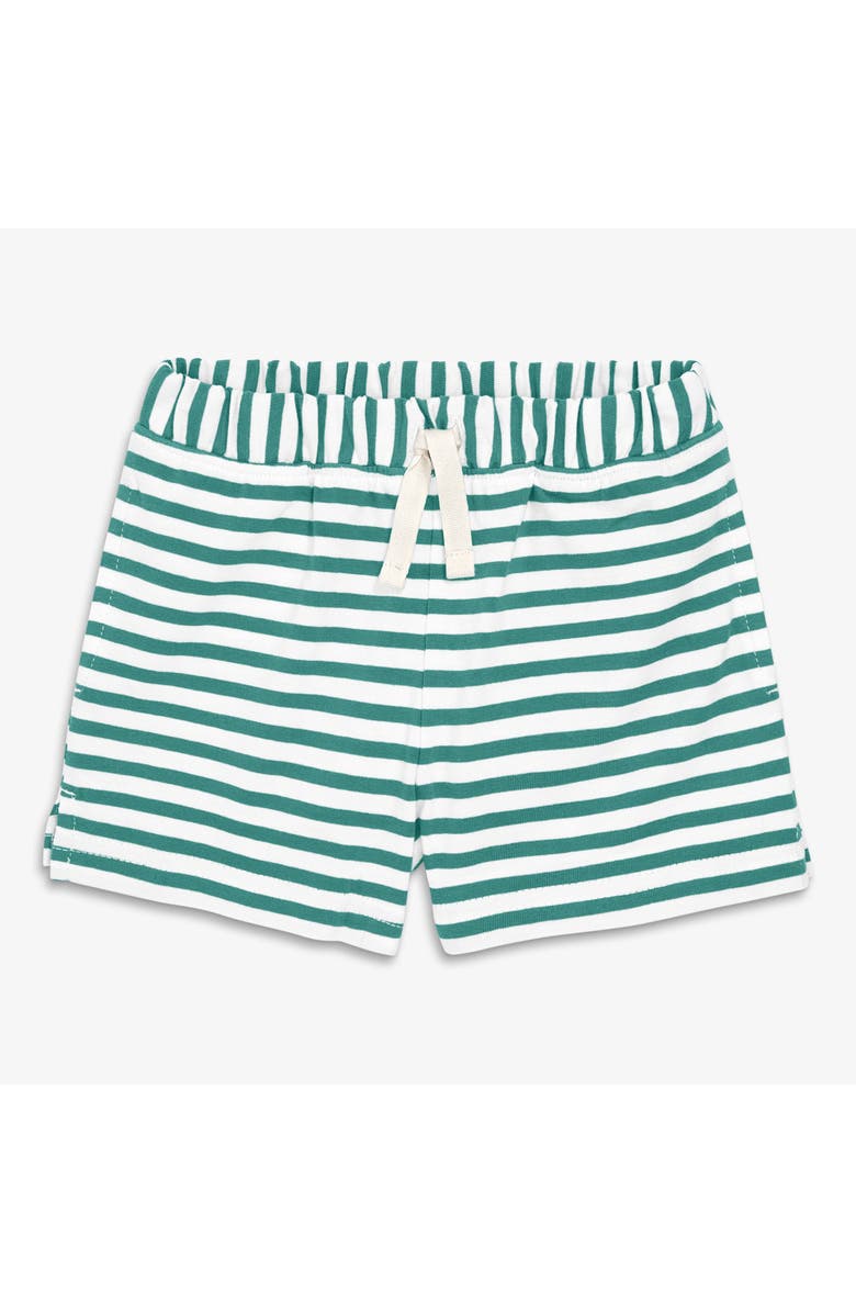 Primary Baby Play Short In Stripe, Main, color, Sunwashed Teal White Stripe