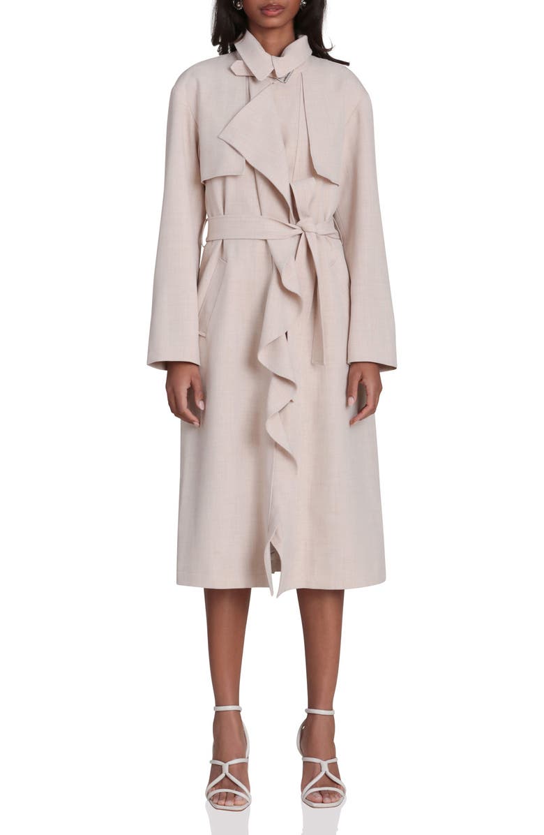 Avec Les Filles Cascade Drape Trench Coat, Alternate, color, Flax