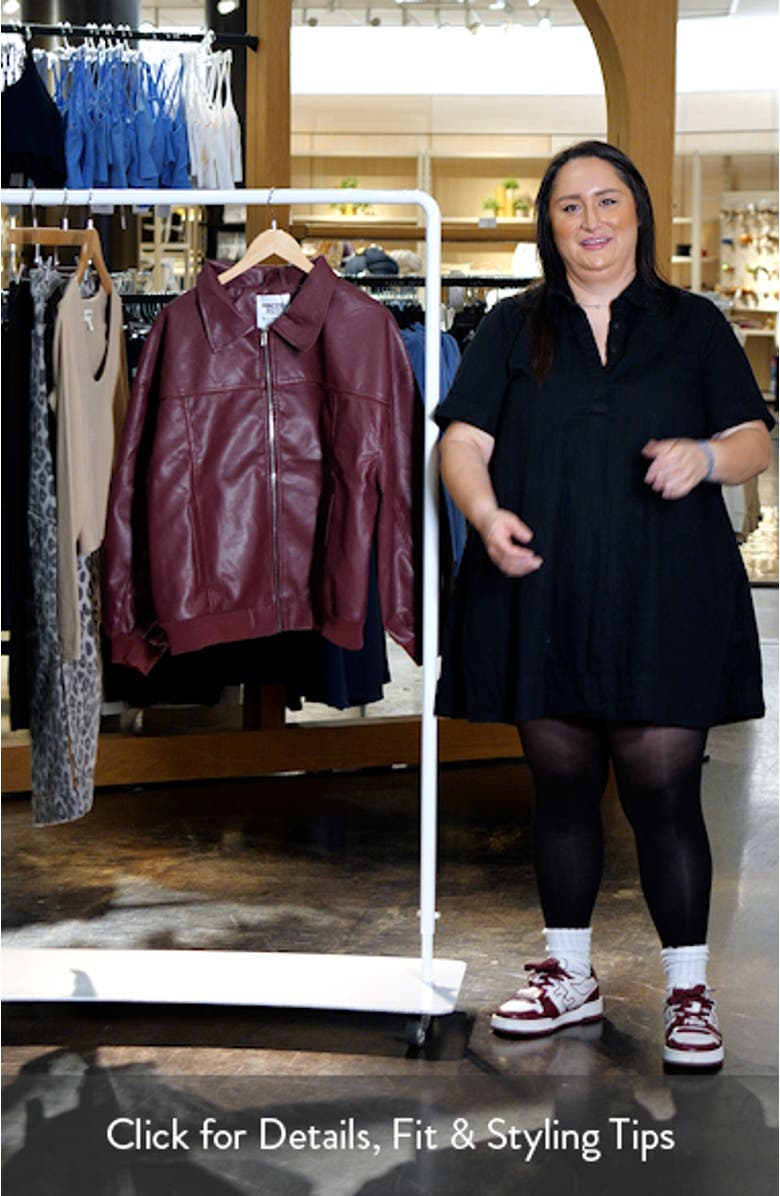 Goldsmith Oversize Faux Leather Bomber Jacket, sales video thumbnail