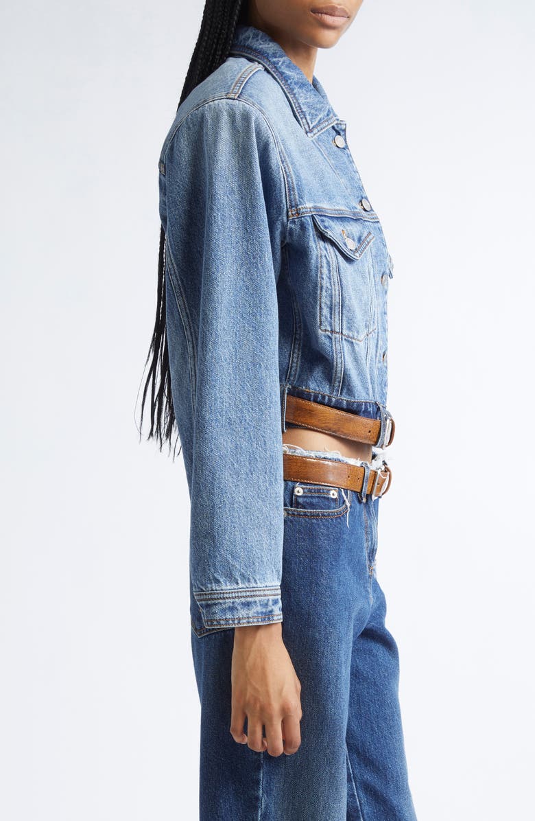 JULIE KEGELS Venim Belted Denim Button-Up Shirt, Alternate, color, Light Blue