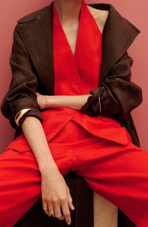 Shop Mango Limona Linen Halter Vest In Red