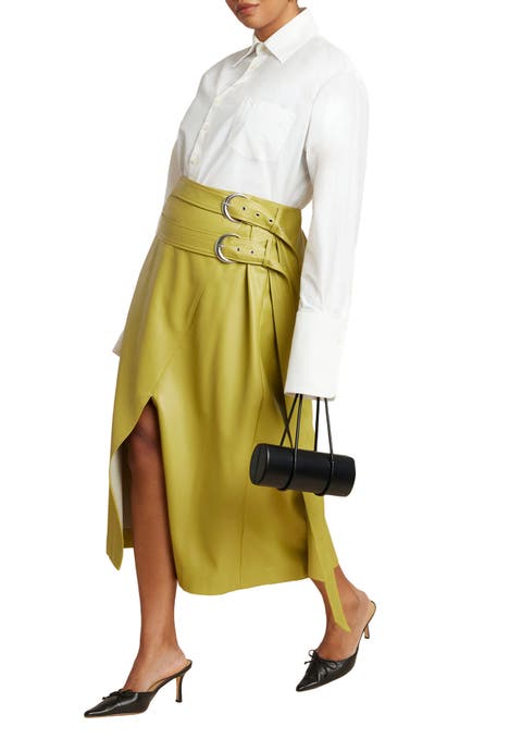 Double Belt Wrap Faux Leather Skirt (Plus)