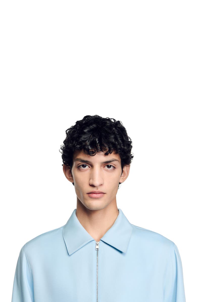 SANDRO Zip-up shirt, Alternate, color, Blue Sky