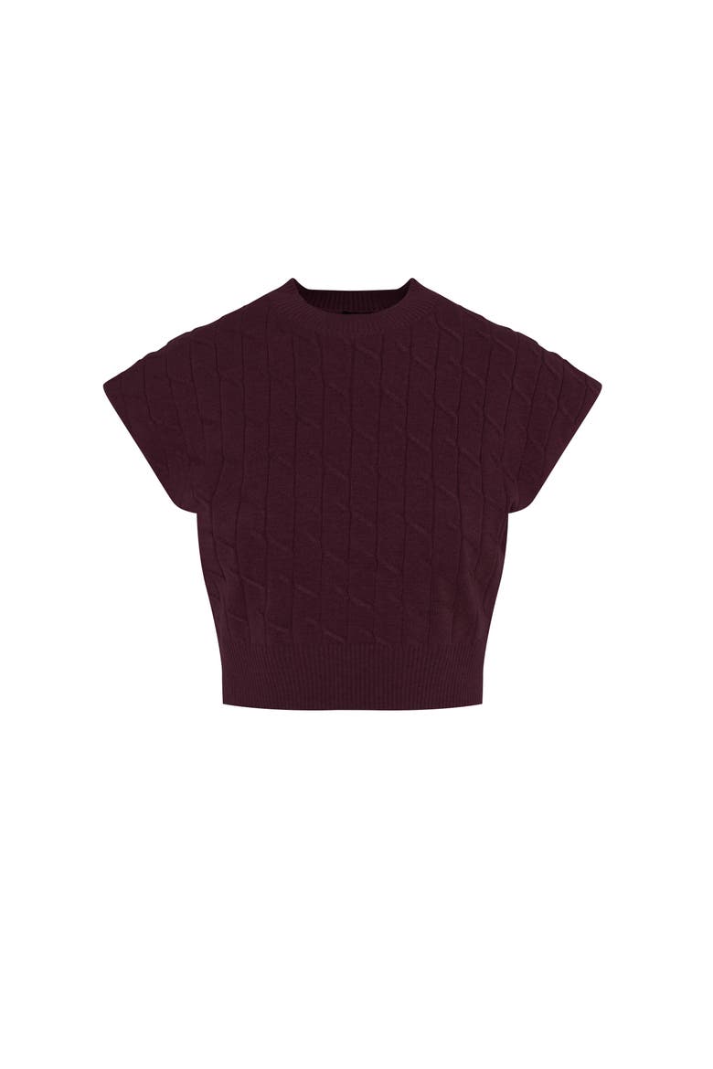 Cable Knit Soft Stretch Vest, Main, color, Eggplant