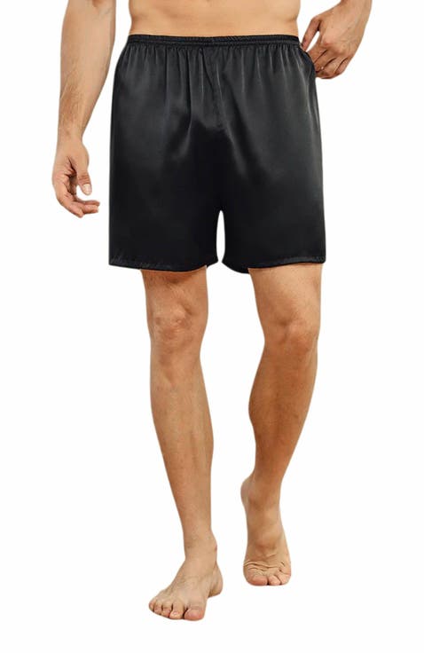 Pure Silk Solid Color Mens Lounge Shorts