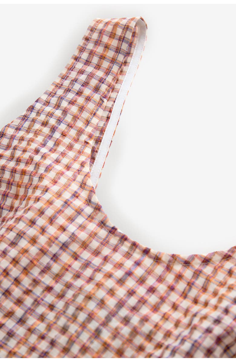 NEXT Sleeveless Gingham Cotton Blend Minidress, Alternate, color, Brown