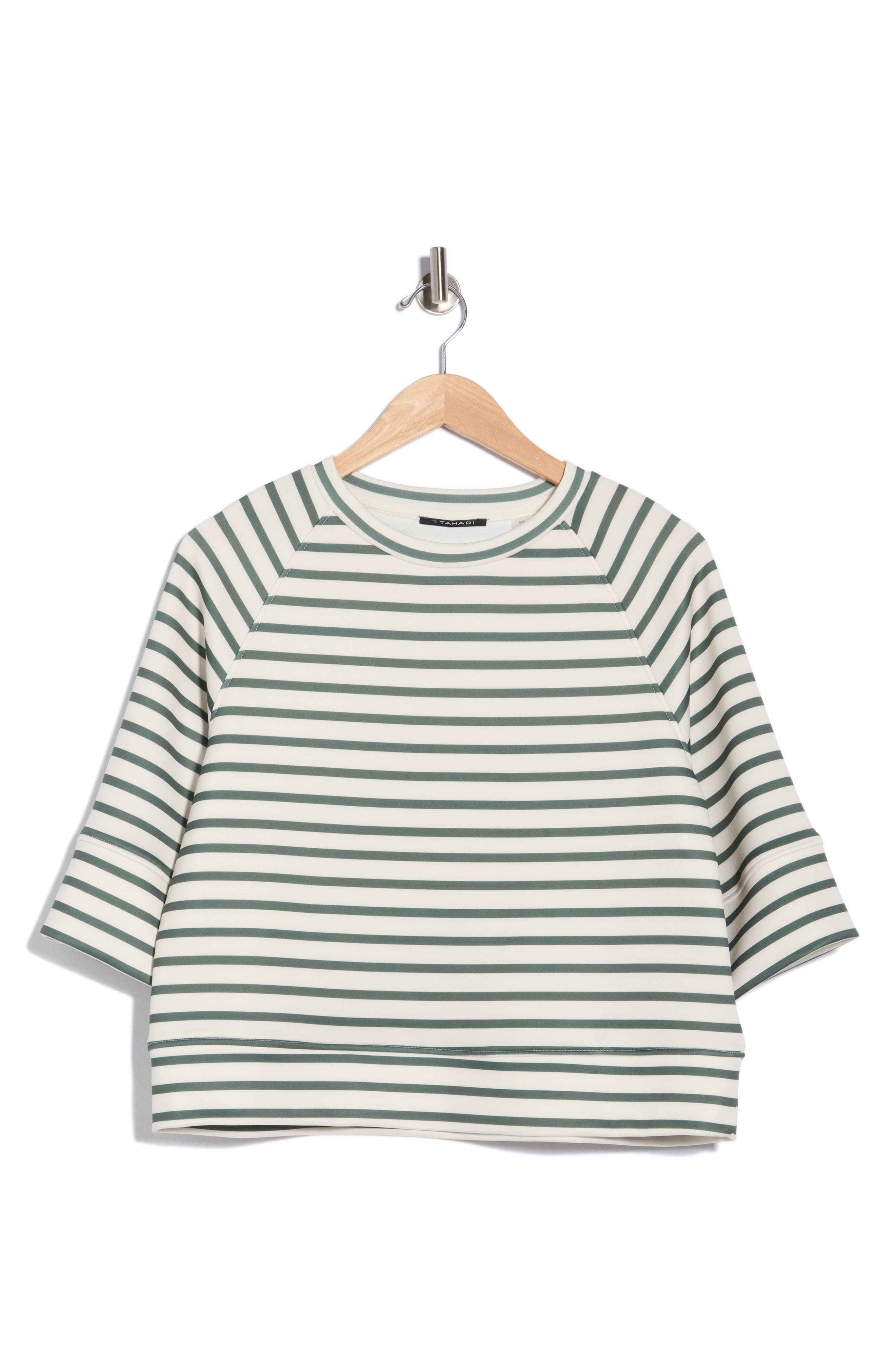 IVORY/ GREEN SMOKE STRIPE
