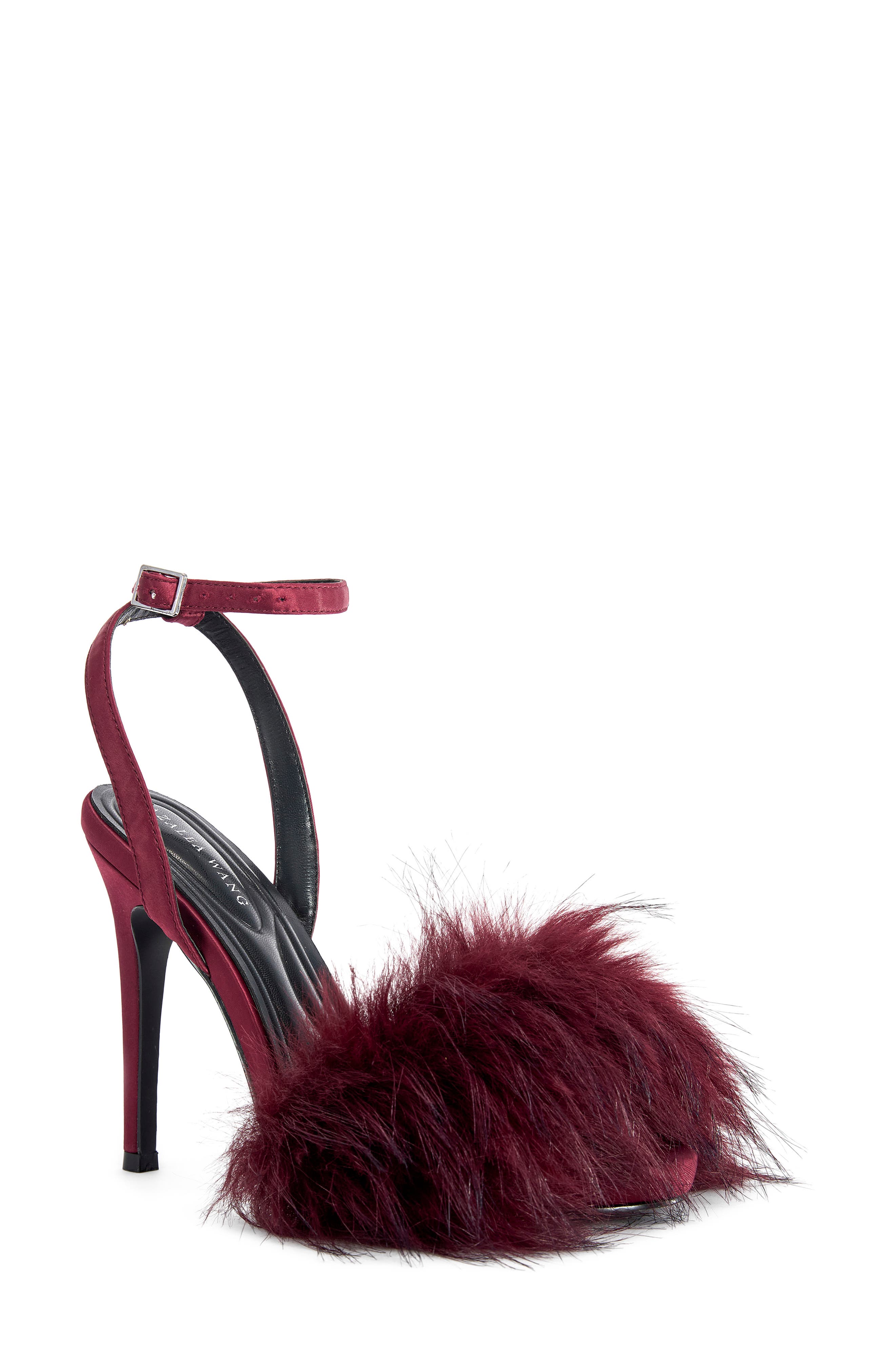 Nadia Faux Fur Pump, Main, color, BURGUNDY
