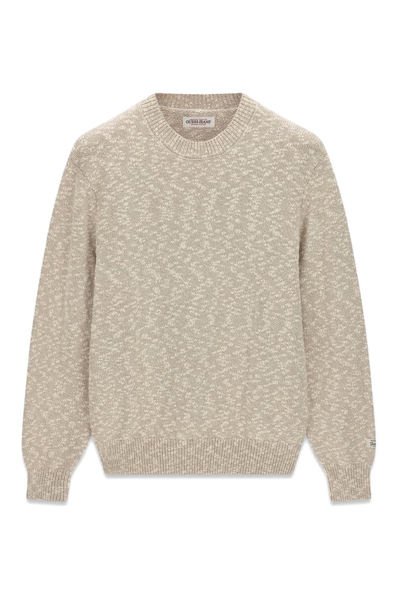 Marled Cotton Crewneck Sweater, Alternate, color, GREY/ WHITE