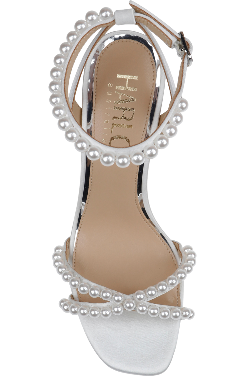 HARLO Evie Mid Block Bridal Heel with Pearl Detail, Alternate, color, Soft White Satin