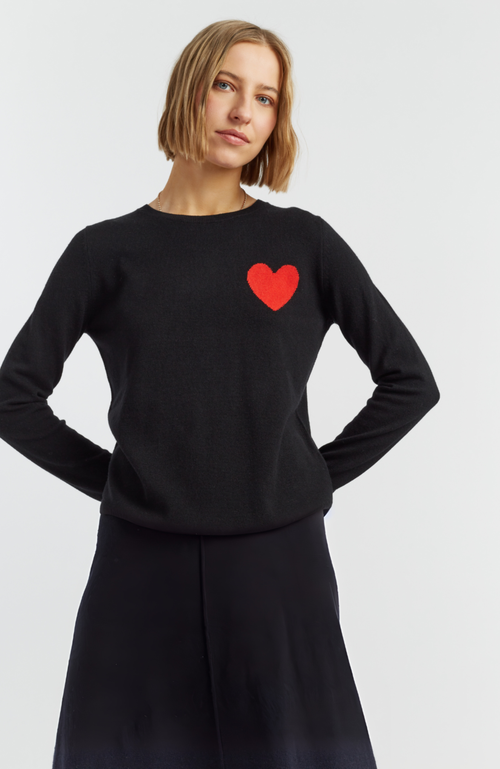 Chinti & Parker Breton Heart Wool & Cashmere Sweater In Black