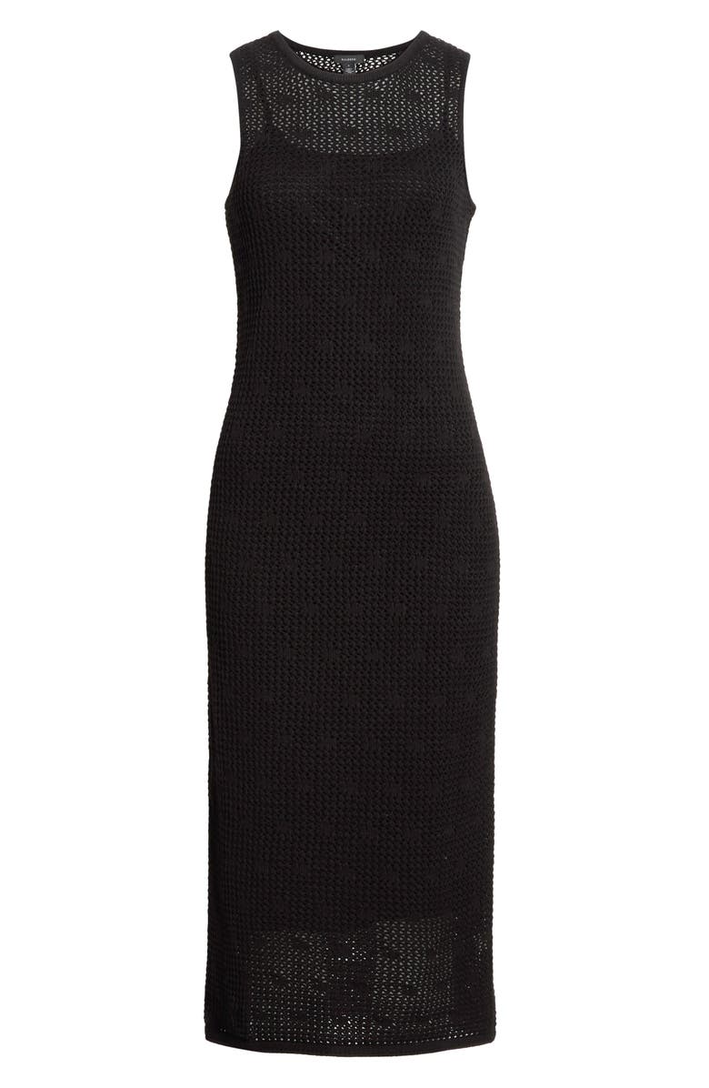 Halogen<sup>®</sup> Open Stitch Cotton Blend Midi Dress, Main, color, Rich Black