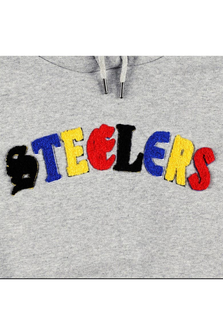 Women's The Wild Collective Gray Pittsburgh Steelers Cropped Pullover Hoodie, Alternate, color, Heather Gray