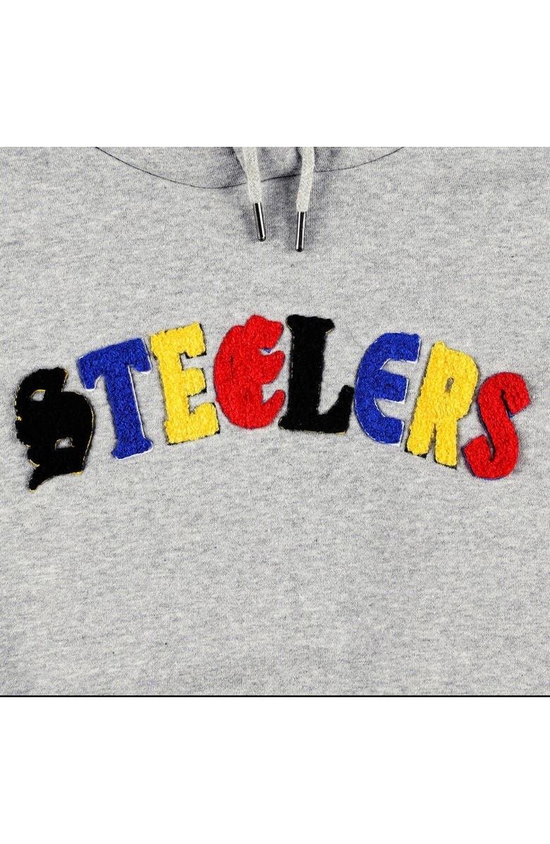 THE WILD COLLECTIVE Women's The Wild Collective Gray Pittsburgh Steelers Cropped Pullover Hoodie, Alternate, color, Heather Gray