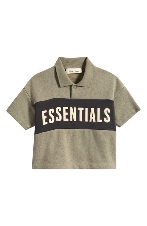 Kids' Panelled Logo Graphic Cotton Crop Polo