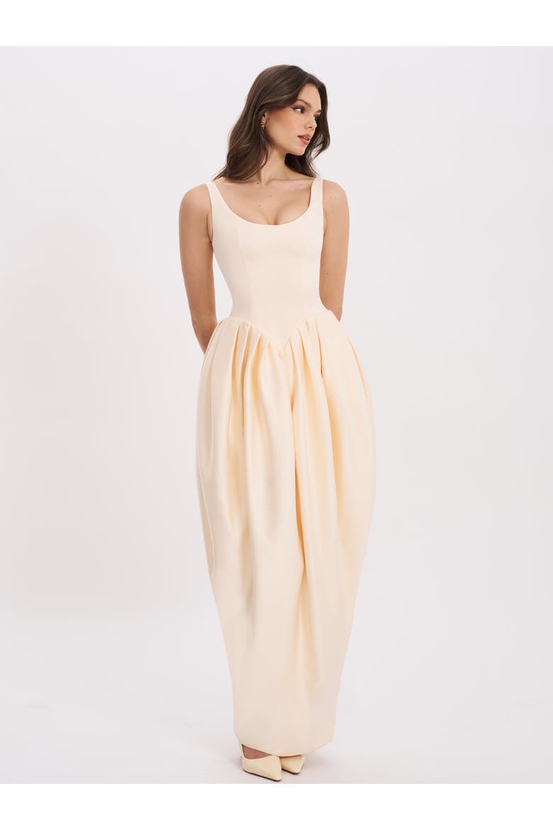 Udana Drop Waist Tulip Gown, Alternate, color, Butter Yellow
