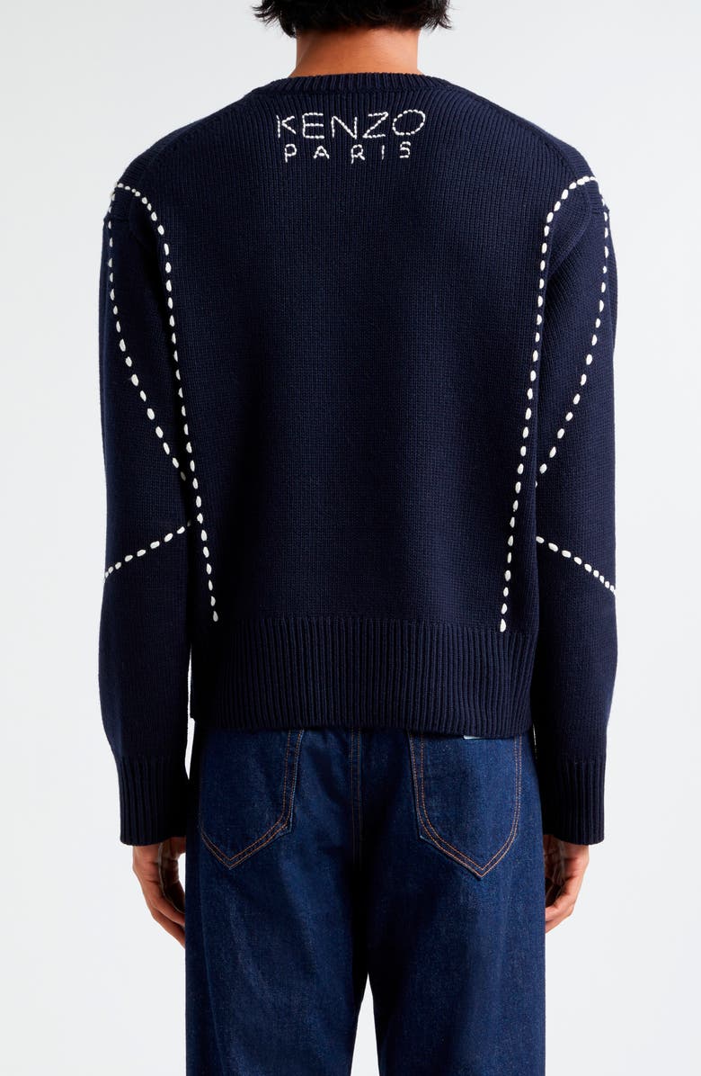KENZO Sashiko Stitch Wool Blend Crewneck Sweater, Alternate, color,