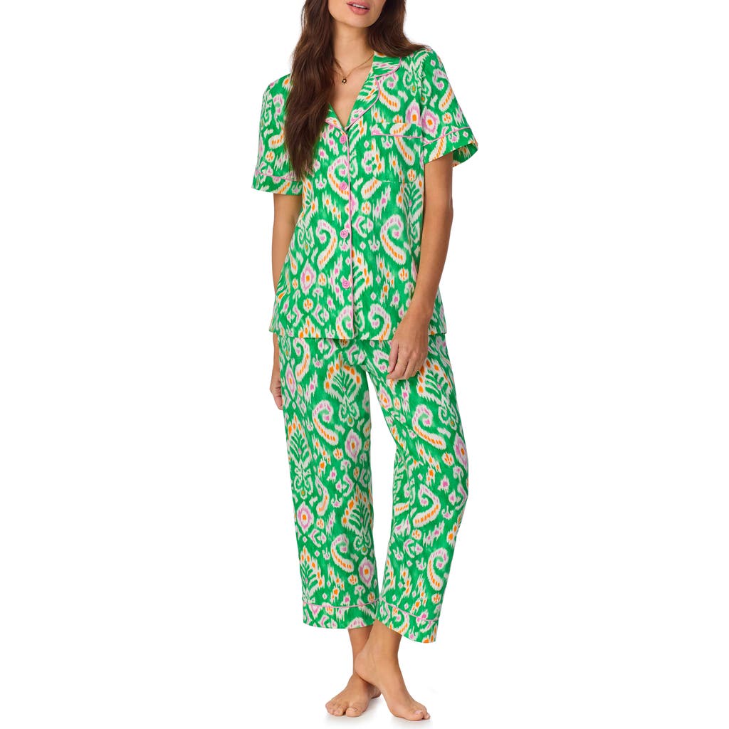 Bedhead Pajamas Print Stretch Organic Cotton Jersey Crop Pajamas In Beverly Ikat