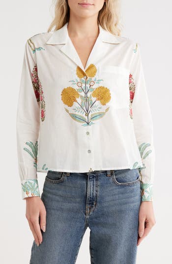Floral Notch Collar Button-Up Shirt