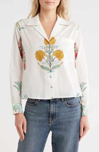 JASON WU Floral Notch Collar Button-Up Shirt