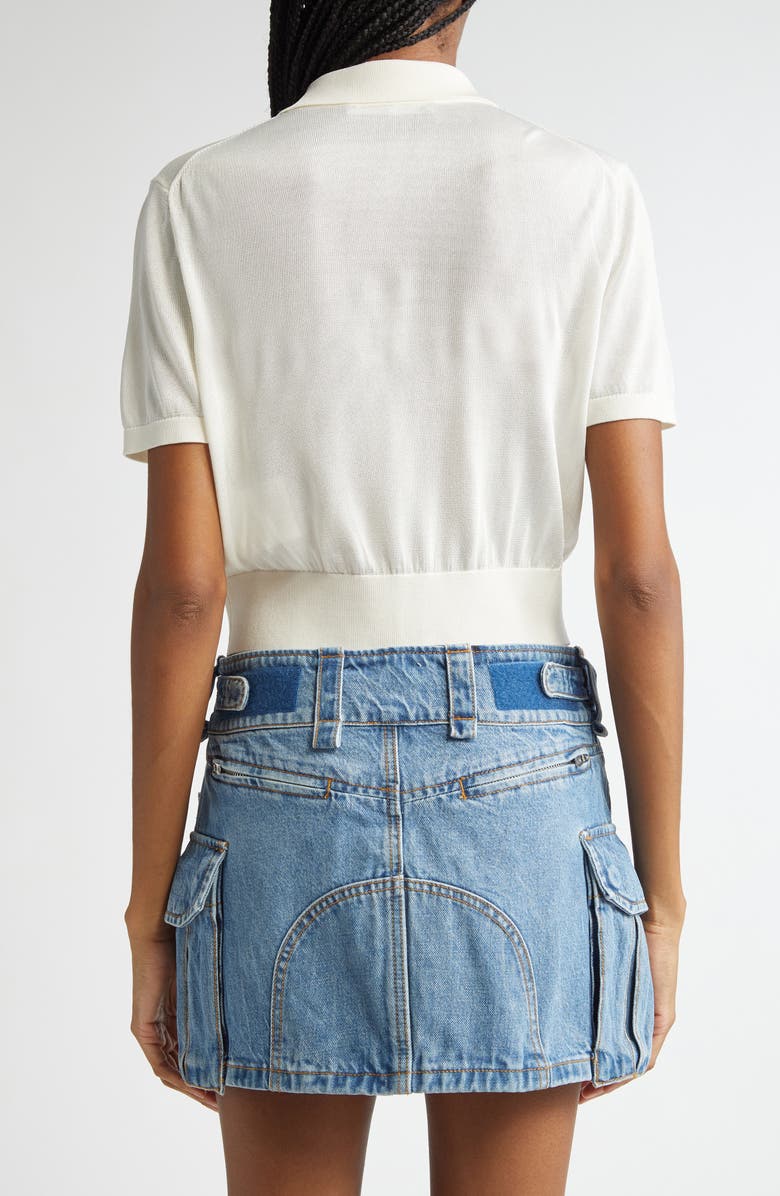 Alexander Wang Logo Embroidered Short Sleeve Crop Cardigan, Alternate, color, 