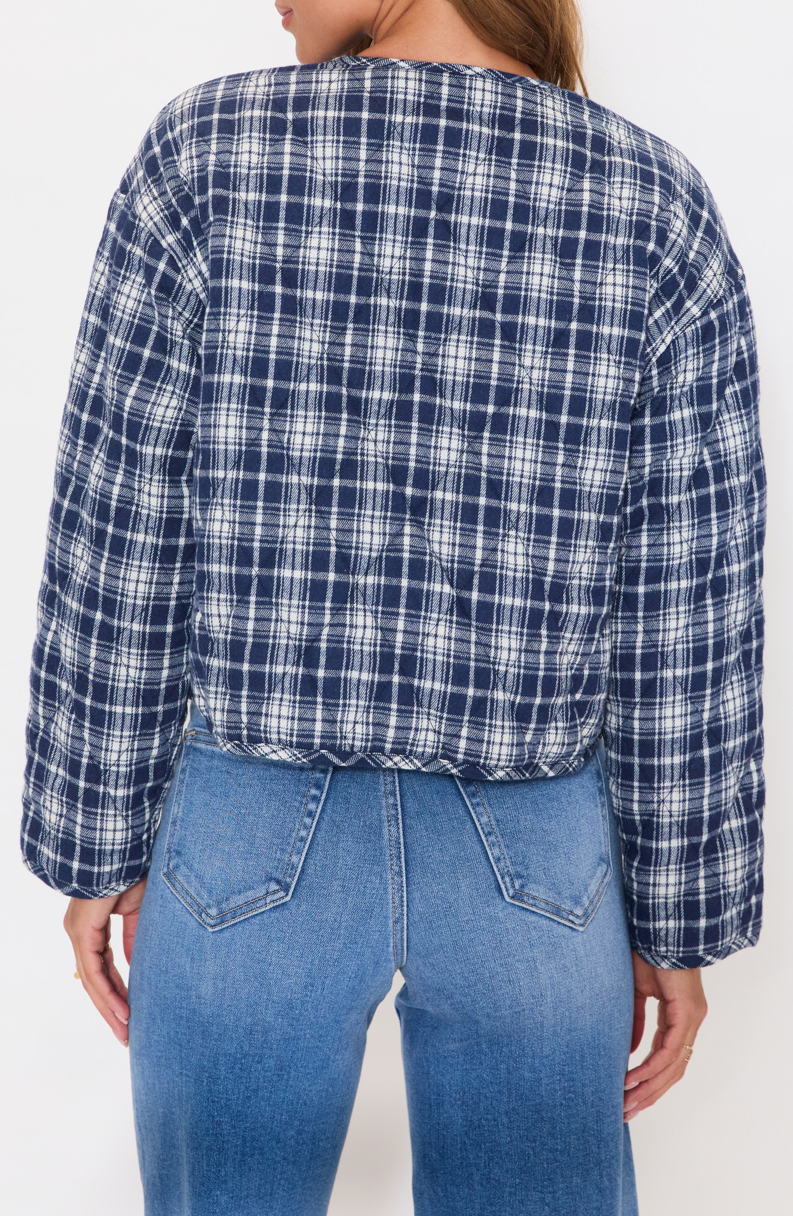 London Quilted Plaid Tie Front Jacket - image 2