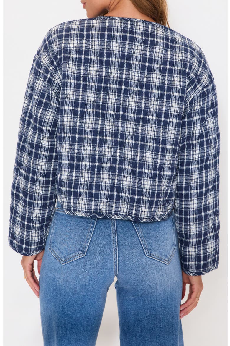 London Quilted Plaid Tie Front Jacket, Alternate, color, NAVY