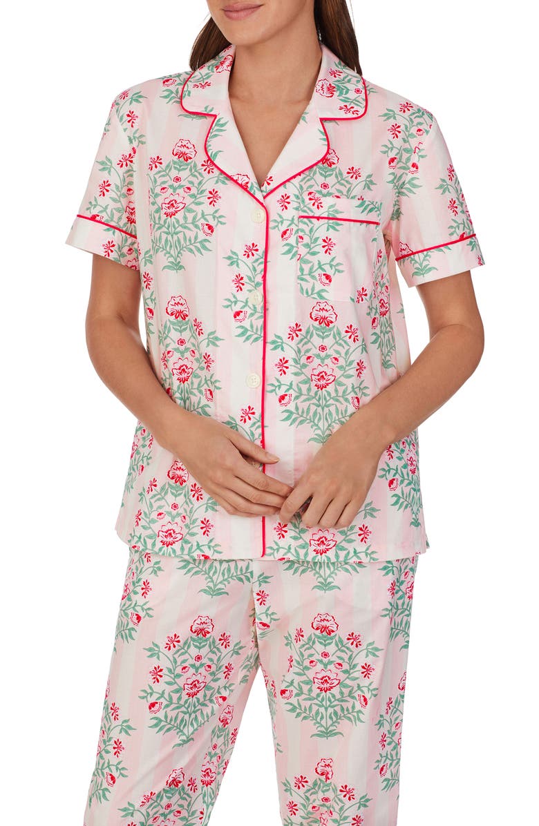 BedHead Pajamas Print Organic Cotton Poplin Crop Pajamas, Alternate, color,
