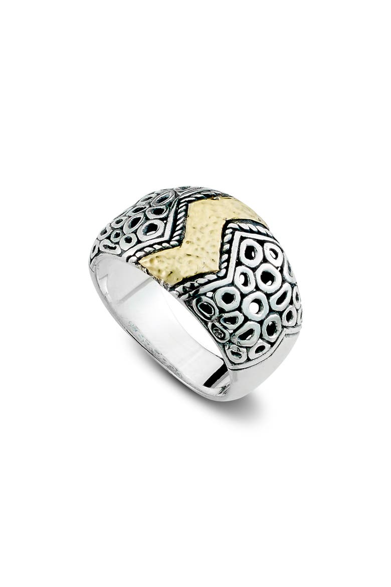 18K Yellow Gold & Sterling Silver Lightning Strike Ring, Main, color, SILVER/ GOLD