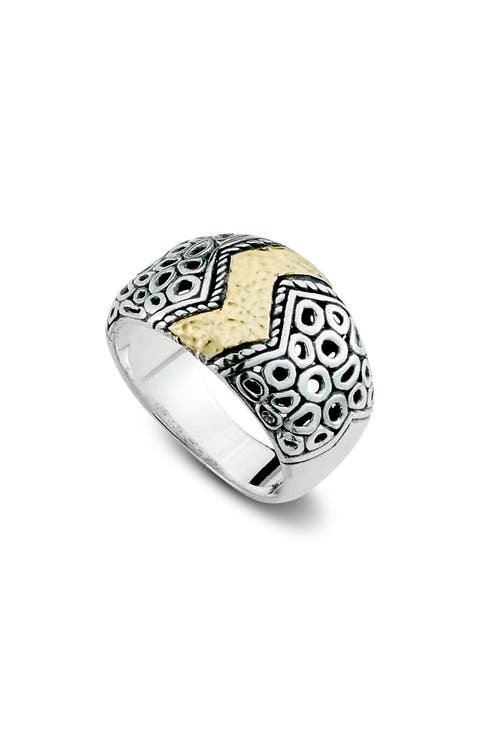 18K Yellow Gold & Sterling Silver Lightning Strike Ring