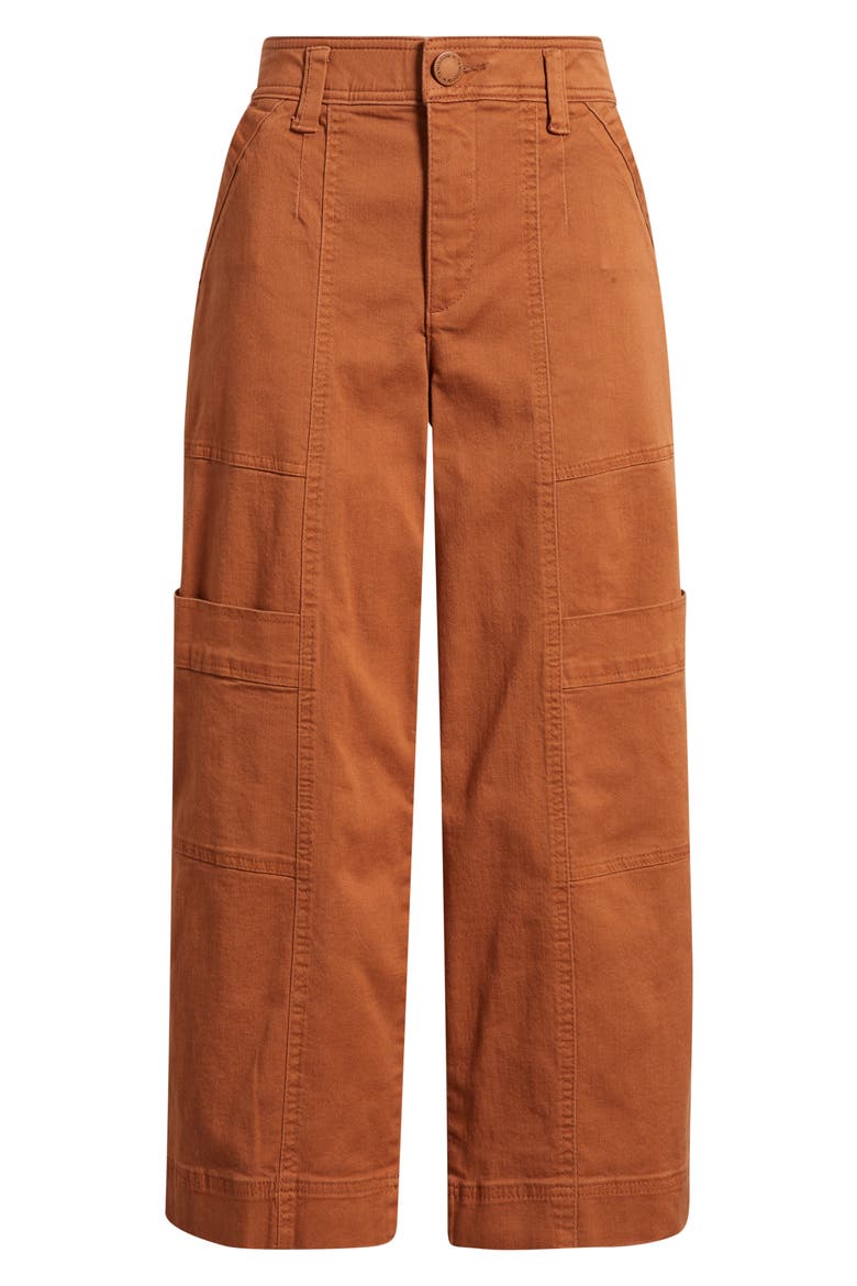 Skyrise Cotton Crop Wide Leg Utility Pants, Alternate, color, DESERT BRONZE