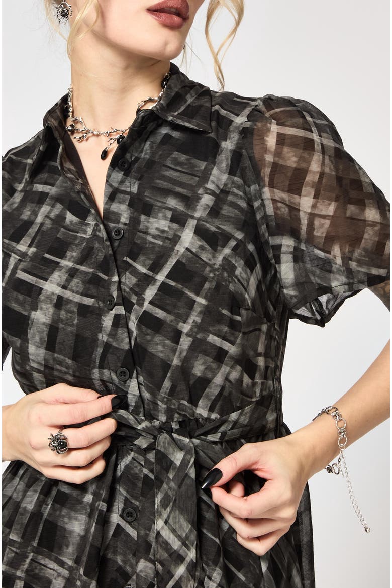 Rhoswen Checked Midaxi Shirt Dress, Alternate, color, Grey