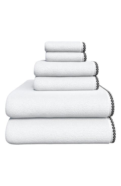 Border Stitch 6-Piece Cotton Towel Set