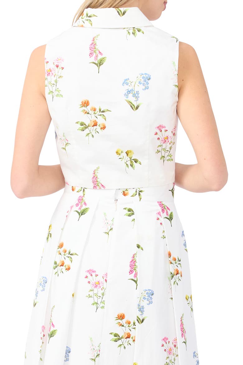 York Floral Button-Up Crop Top, Alternate, color, VANILLA ICE