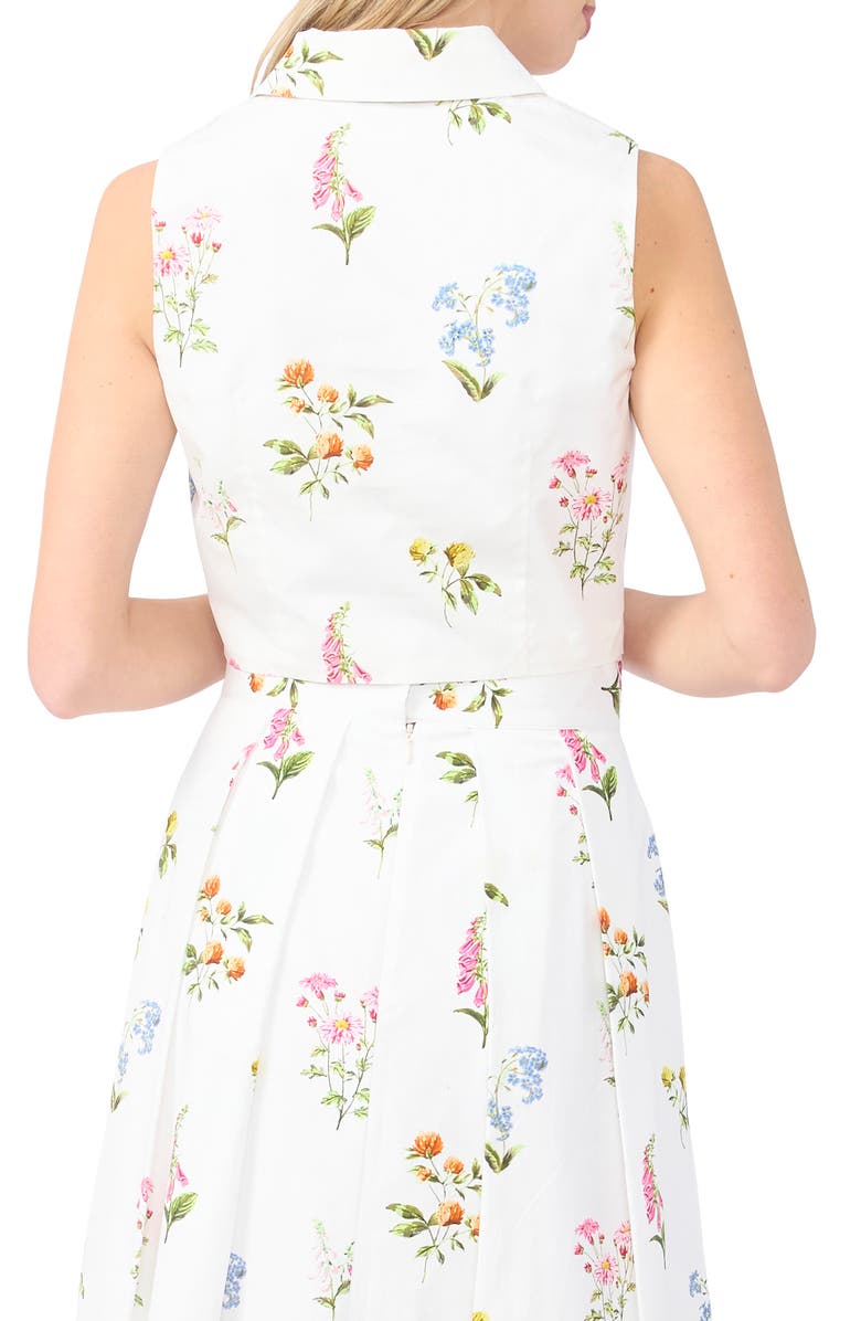 Ted Baker York Floral Button-Up Crop Top, Alternate, color, Vanilla Ice