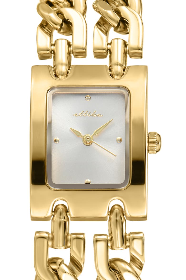 Thick Chain Bracelet Watch, Alternate, color, VANILLA AND GOLD