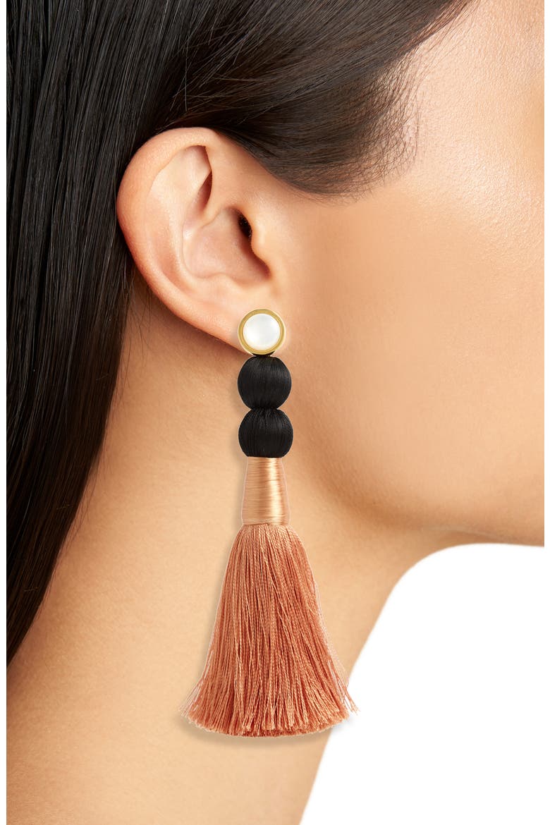 Modern Craft Pearl Tassel Earrings, Alternate, color, ROSE