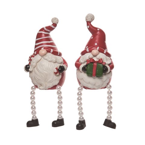 Christmas Resin Happy Holidays Gnome Sitter Set of 2
