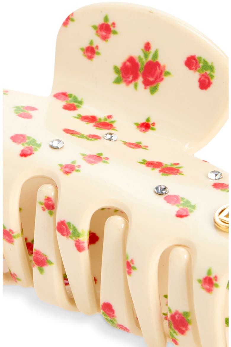 Greta Floral Claw Clip, Alternate, color, RED
