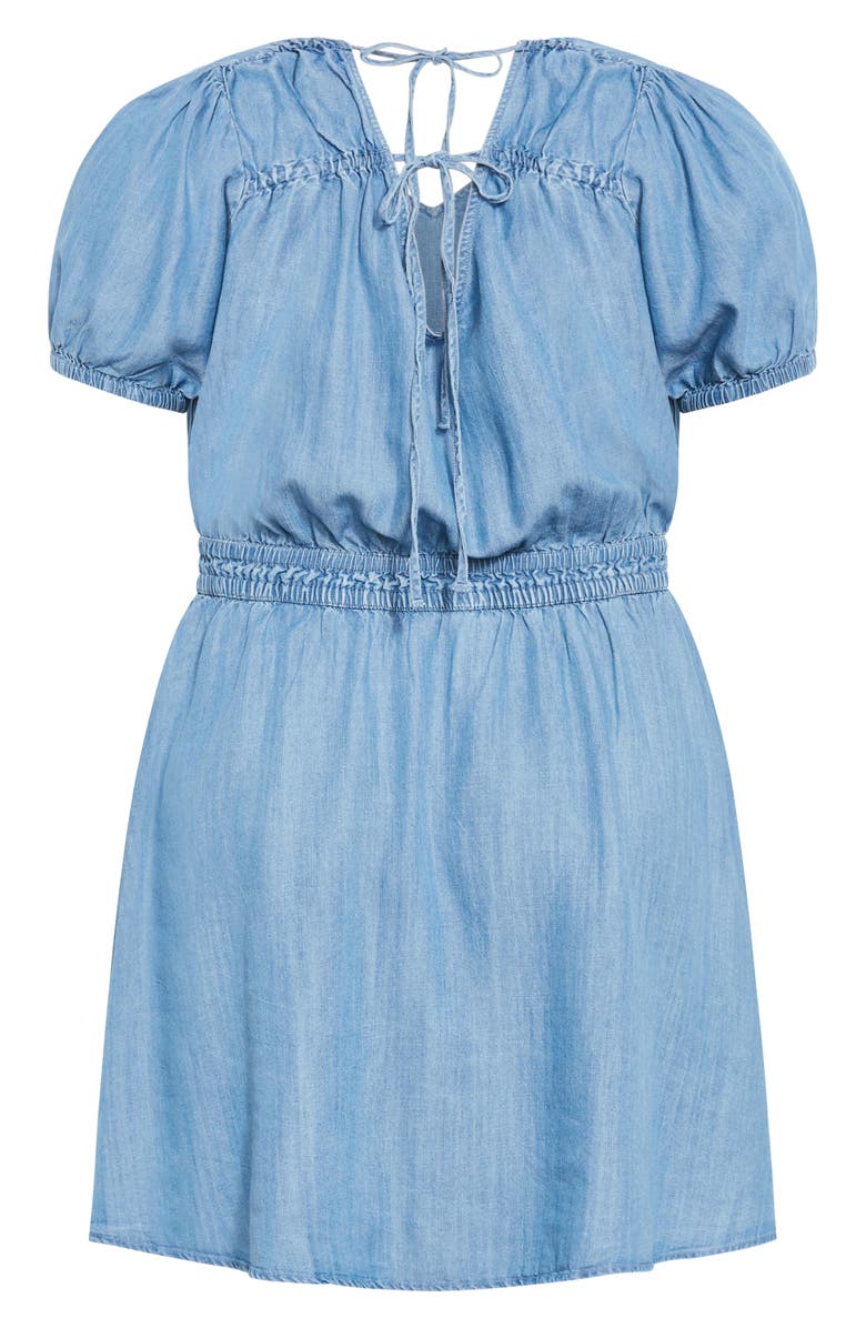 City Chic Emma Puff Sleeve Chambray Minidress, Alternate, color, 