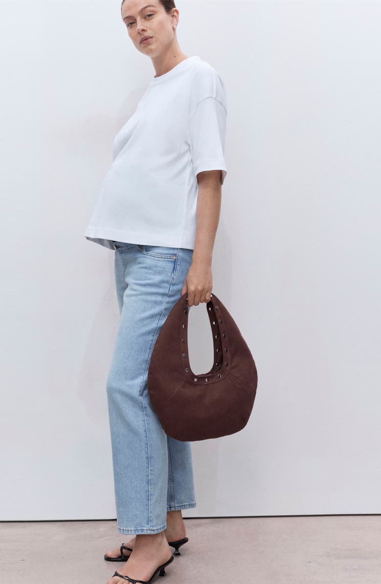 MANGO Over the Bump Ankle Straight Leg Maternity Jeans, Alternate, color, Medium Blue